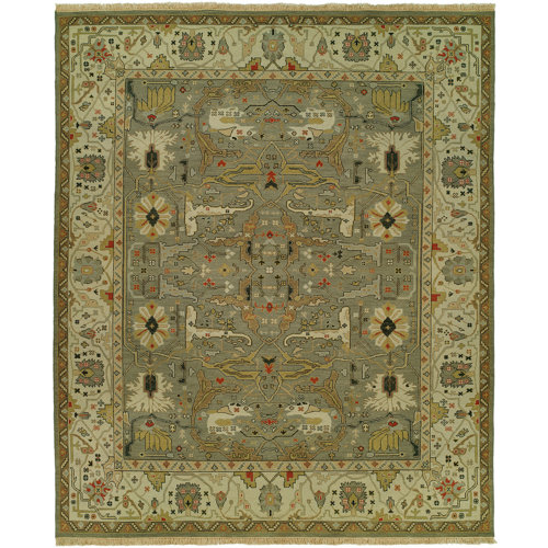 Madison Couture Rugs Mayhugh Oriental HandKnotted Flatweave Wool Green